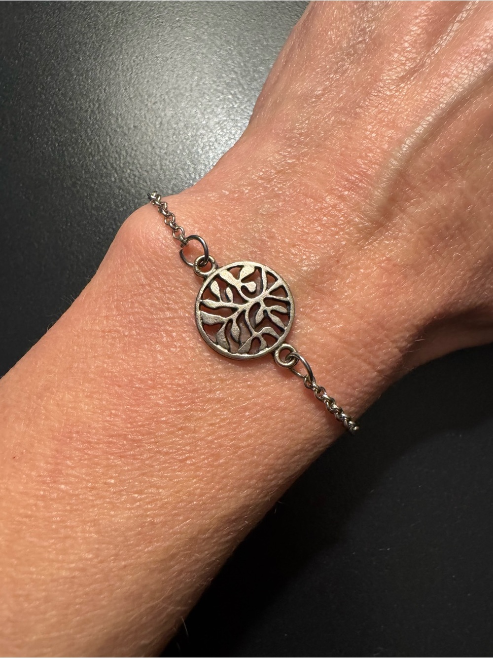 Dainty Silver Tone Tree of Life Bracelet - 7” with 2” Extender